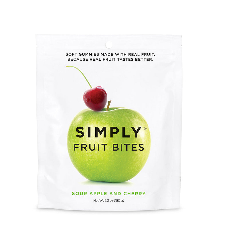 simply gum fruit bites sour apple cherry