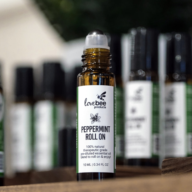 lovebee peppermint essential oil roll ons