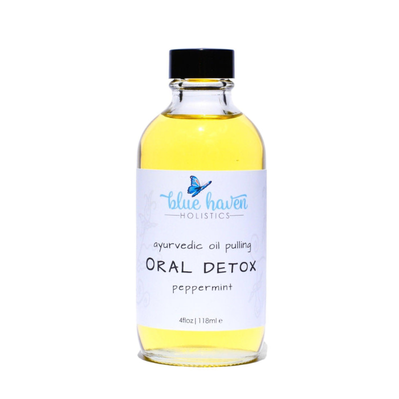 blue haven oil pulling mouthwash peppermint